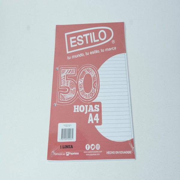 Paquete de hojas  A4 1 L. perforadas